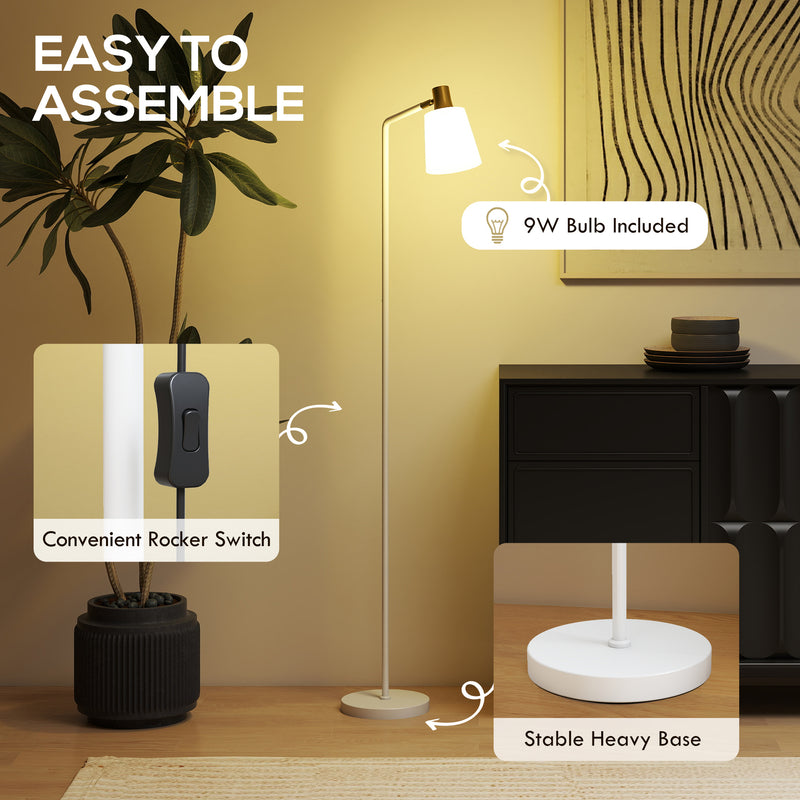 LED Floor Lamp with Adjustable Brightness and Direction for Reading or Relaxing White