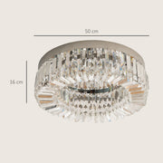 HOMCOM Crystal Ceiling Lights Set of 2, Modern Flush Chandeliers with Stainless Steel Base, Pendant Lights for Living Room Bedroom Dining Room, Silver Tone AOSOM