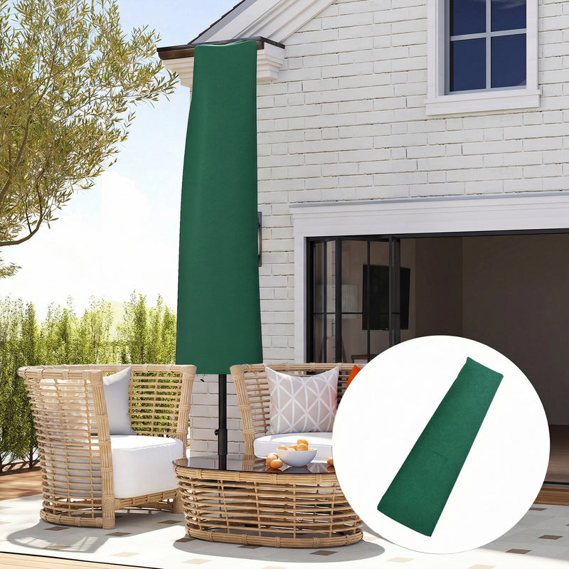 Parasol Cover for Garden Umbrellas Weather Protection with Secure Fastening, Green Outsunny