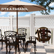 5 Seater Cast Aluminium Garden Dining Set With Round Table and Parasol Hole by Outsunny