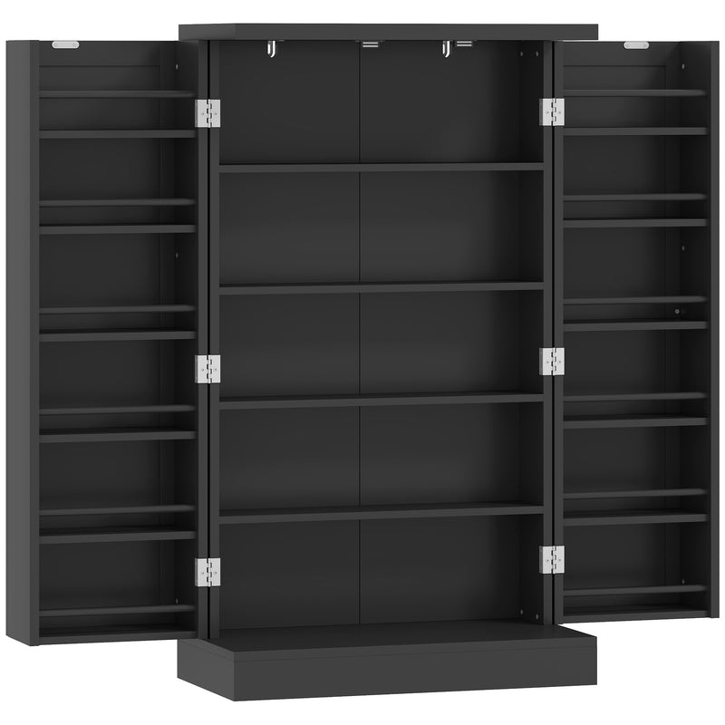Freestanding Kitchen Pantry Cupboard With Adjustable Shelves For Extra Storage Black AOSOM