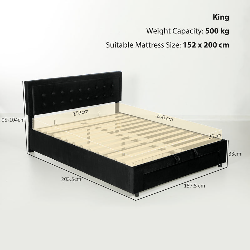 King Size Ottoman Storage Bed with Gas Lift and Front Drawer for Clutter-Free Bedrooms
