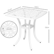 White Cast Aluminium Bistro Table with Umbrella Hole for Garden or Balcony by Outsunny