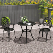 Three Piece Black Aluminium Garden Bistro Set Weather Resistant by Outsunny