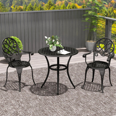 Three Piece Black Aluminium Garden Bistro Set Weather Resistant by Outsunny