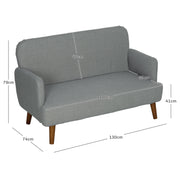 Grey Velvet 2 Seater Sofa with Thick Padding and Wooden Legs by HOMCOM