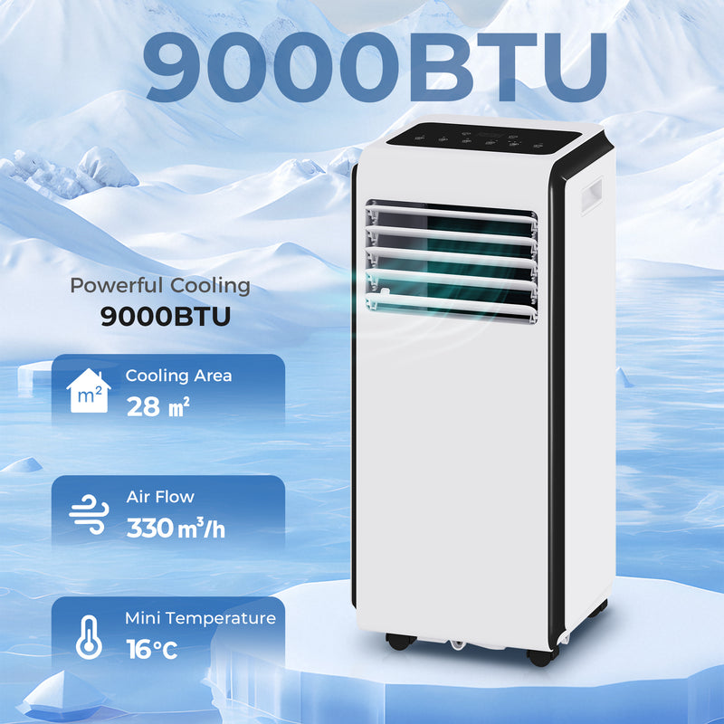 Portable Air Conditioner for Bedrooms and Home Offices with 4-in-1 Cooling and Dehumidifier White Homcom