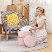 Velvet Storage Ottoman with Hidden Compartment for Bedroom or Living Room Pink AOSOM