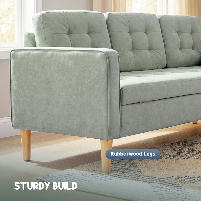 3 Seater Sofa with Hidden Storage for Small Living Rooms Light Grey AOSOM