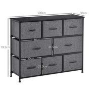 Dark Grey 8 Drawer Fabric Chest of Drawers for Bedroom and Living Room Storage