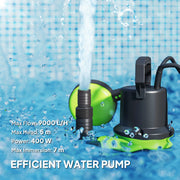 400W Electric Submersible Water Pump with Float Switch for Garden Ponds and Tubs Black AOSOM