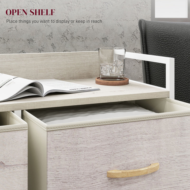 Rustic Wooden Chest with Six Fabric Drawers for Bedroom or Living Room Storage