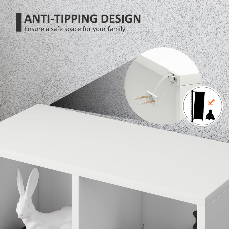 White 2 Tier Bookshelf with 5 Storage Compartments for Home or Office by HOMCOM