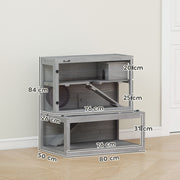 Wooden Hamster Cage With Wheel Ramps and Removable Panels for Small Pets Grey AOSOM