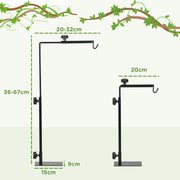 Adjustable Reptile Lamp Stand with Hook and Stable Base for Terrariums Black AOSOM