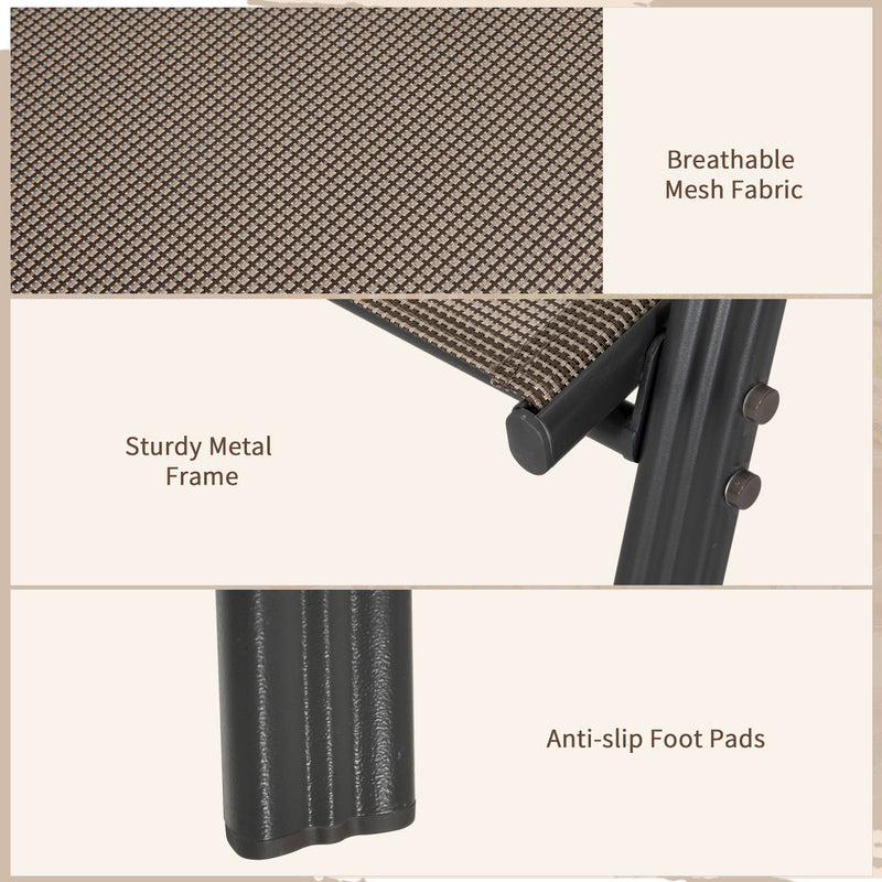 Set of 4 Stackable Grey Mesh Garden Chairs Lightweight and Space Saving Design