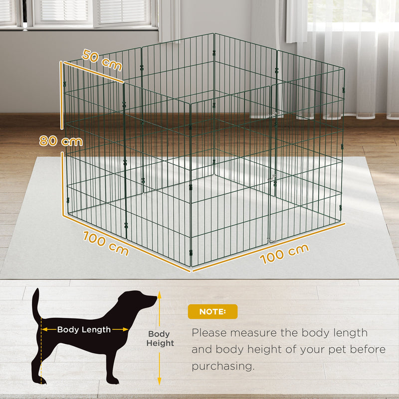 Dog Playpen for Medium Dogs Flexible Indoor Outdoor Pet Enclosure Foldable Green AOSOM