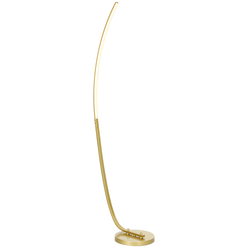 Modern 147cm Curved LED Floor Lamp Gold Tone by HOMCOM