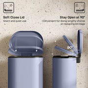 30L Slim Pedal Bin with Soft Close Lid and Removable Bucket for Kitchen or Office Grey