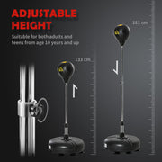 Adjustable Height Punching Bag with Stand for Teens in Gold and Black by Outsunny AOSOM