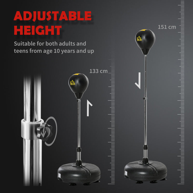 Adjustable Height Punching Bag with Stand for Teens in Gold and Black by Outsunny AOSOM