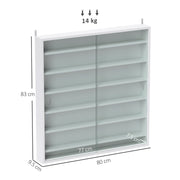 White 7 Tier Wall Display Cabinet with Glass Doors and Adjustable Shelves by HOMCOM