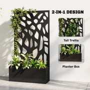 Raised Garden Bed with Trellis for Climbing Plants and Privacy Screen Black Outsunny