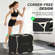 Wooden Plyo Jump Box Non Slip Surface For Home Fitness And Cardio Workouts Natural AOSOM