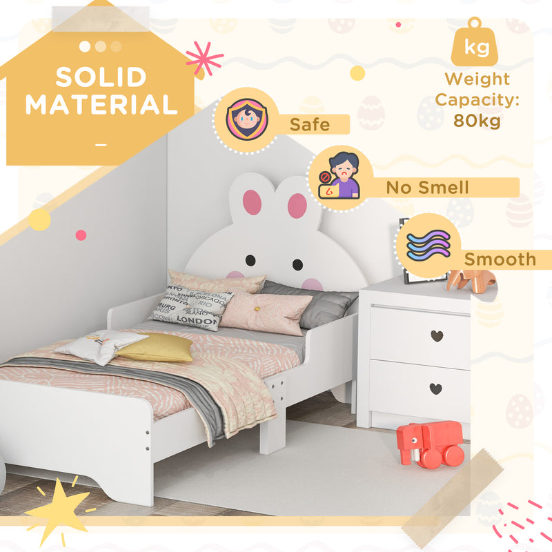 Toddler Bed with Rabbit Design Ideal for Kids Bedroom Play and Sleep Space, White