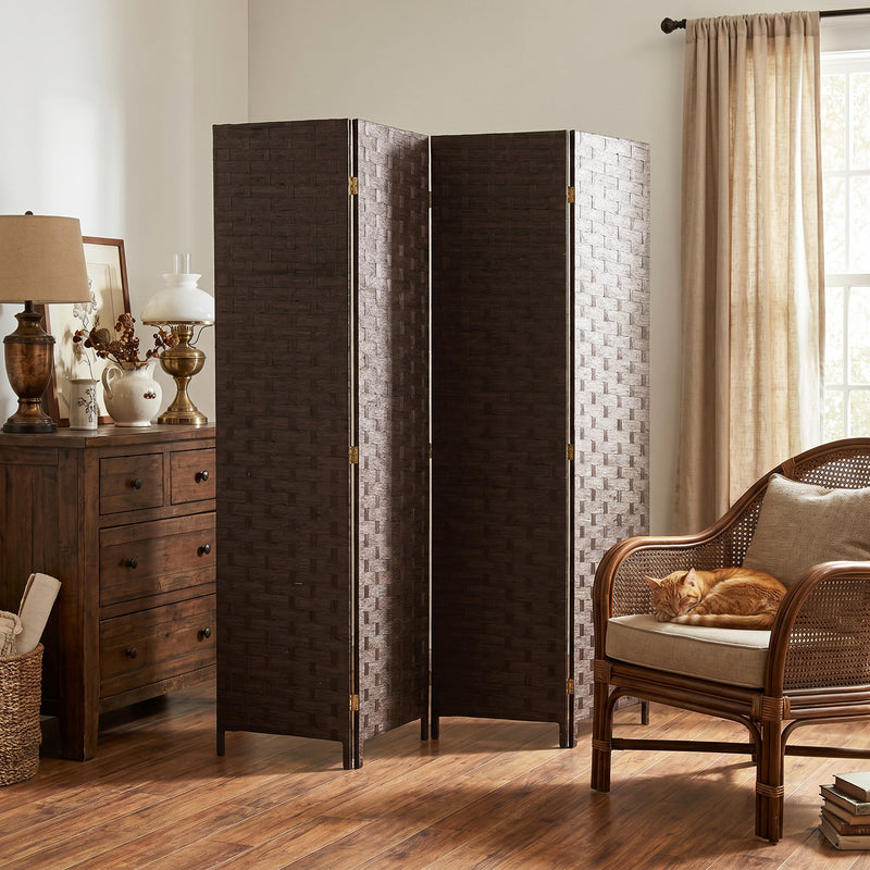 Folding Room Divider with 4 Panels for Instant Privacy and Flexible Space Dark Brown