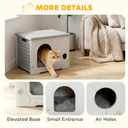 Cat House with Stackable Design for Indoor or Outdoor Use and Easy Cleaning Grey AOSOM