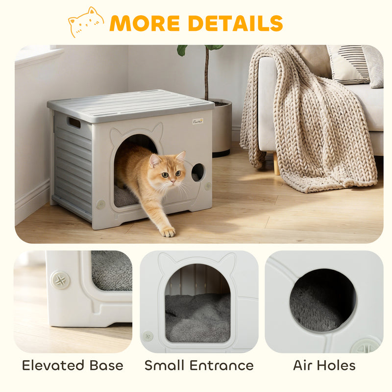 Cat House with Stackable Design for Indoor or Outdoor Use and Easy Cleaning Grey AOSOM