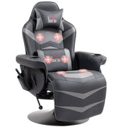 Grey Massage Recliner Chair with Remote Cup Holders and Lumbar Support by Homcom