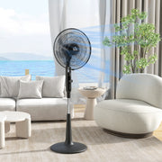 Pedestal Fan with Three Speeds Insect Repellent Box and LED Display for Home Use, Black