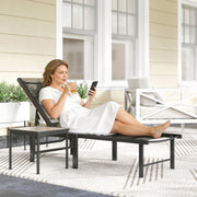 Adjustable Sun Lounger for Outdoor Relaxing with Breathable Seat and Steel Frame, Black Outsunny
