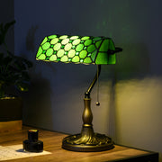 Vintage Stained Glass Table Lamp with Handmade Shade Ideal for Bedroom or Living Room, Green