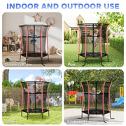 Kids Mini Trampoline with Safety Enclosure Ideal for Ages 3 to 10 for Indoor Use Red AOSOM