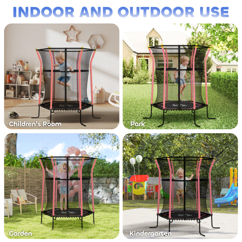 Kids Mini Trampoline with Safety Enclosure Ideal for Ages 3 to 10 for Indoor Use Red AOSOM