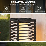 Solar Rattan Outdoor Lamp for Easy Automatic Garden Lighting Warm Glow Black Outsunny
