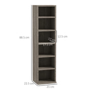 Set of 2 Tall CD Storage Shelves Ideal for Media Organisation Dark Wood Effect