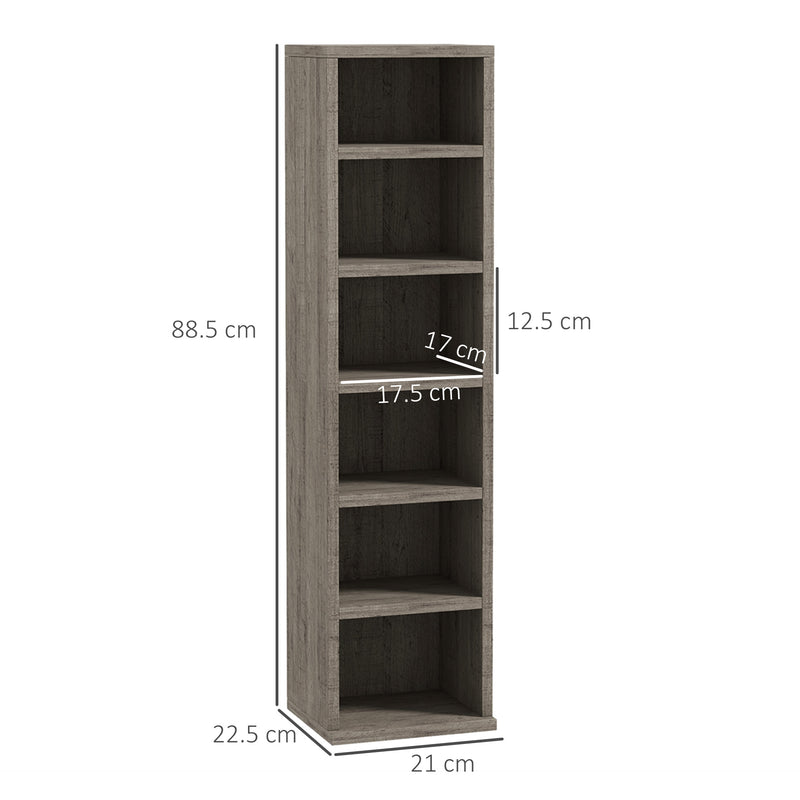 Set of 2 Tall CD Storage Shelves Ideal for Media Organisation Dark Wood Effect