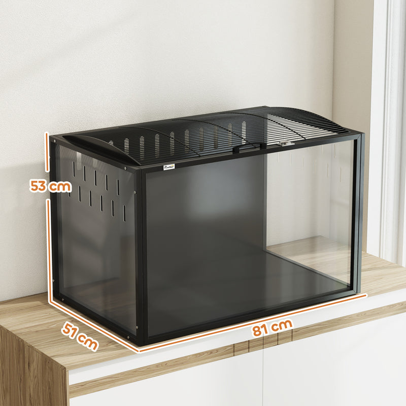Hamster Cage with Spacious Interior and Easy Access for Cleaning and Feeding Black Transparent AOSOM