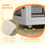 2 in 1 Dog Crate and Side Table with Cushion and Double Doors for Large Dogs Grey