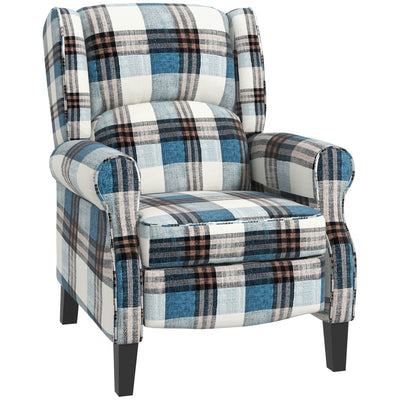 Wingback Recliner Armchair with Footrest for Lounge or Bedroom Comfort Blue