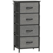 4 Drawer Fabric Storage Chest With Metal Frame For Bedroom Or Hallway, Charcoal Grey