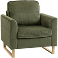 Compact Supportive Armchair for Small Spaces with Easy Clean Corduroy Dark Green