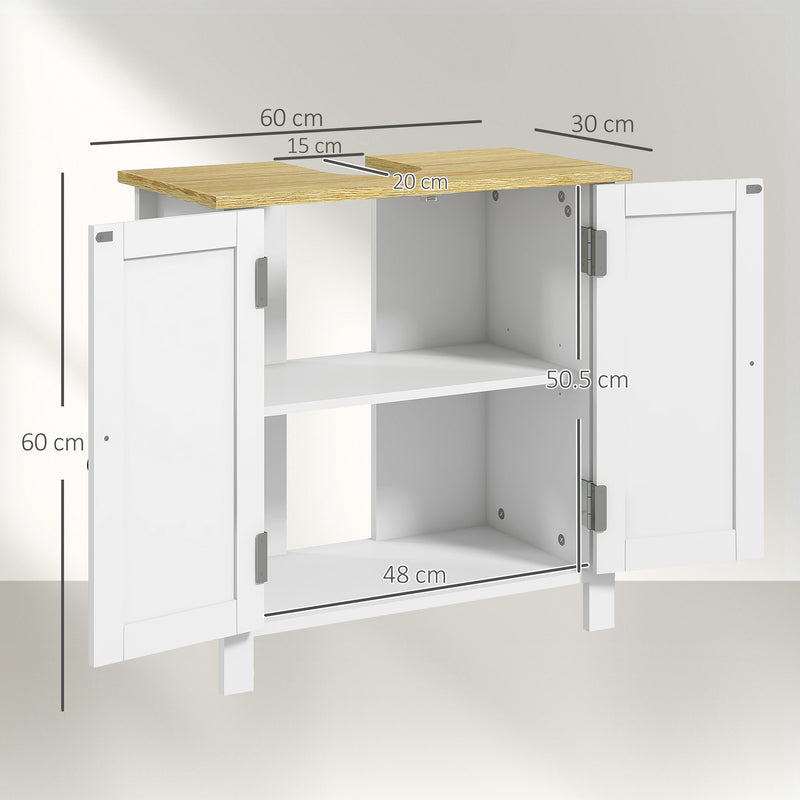 Under Sink Bathroom Cabinet with Adjustable Shelf for Compact Storage White Natural