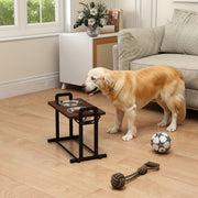 Adjustable Elevated Dog Feeder With 4 Heights And Angled Bowls For All Breeds Brown AOSOM
