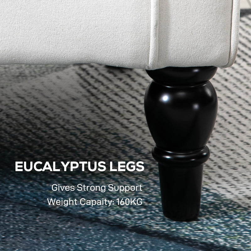 Wingback Accent Chair With Button Tufted Back For Living Room Or Bedroom, Cream White