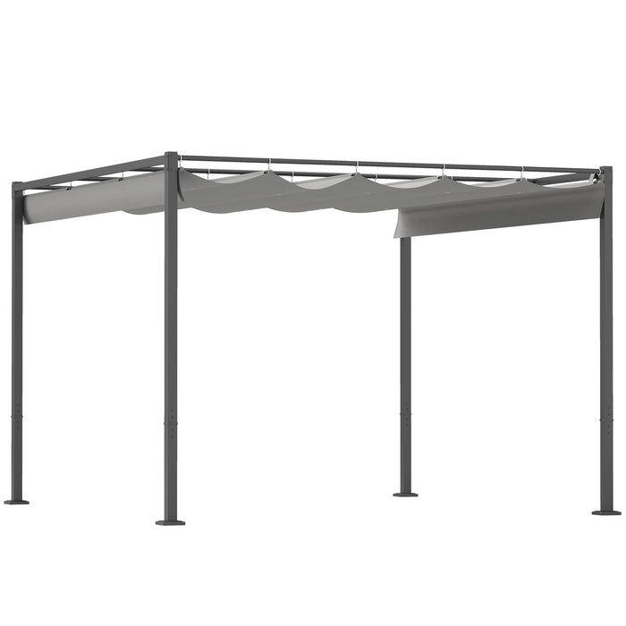 Grey 3x3 Meter Garden Pergola with Retractable UPF30+ Canopy and Magnetic Fixture by Outsunny